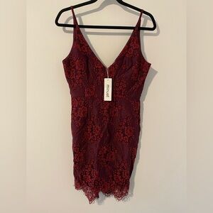 NEW with tags Minuet Burgundy/Maroon Floral Lace Dress
